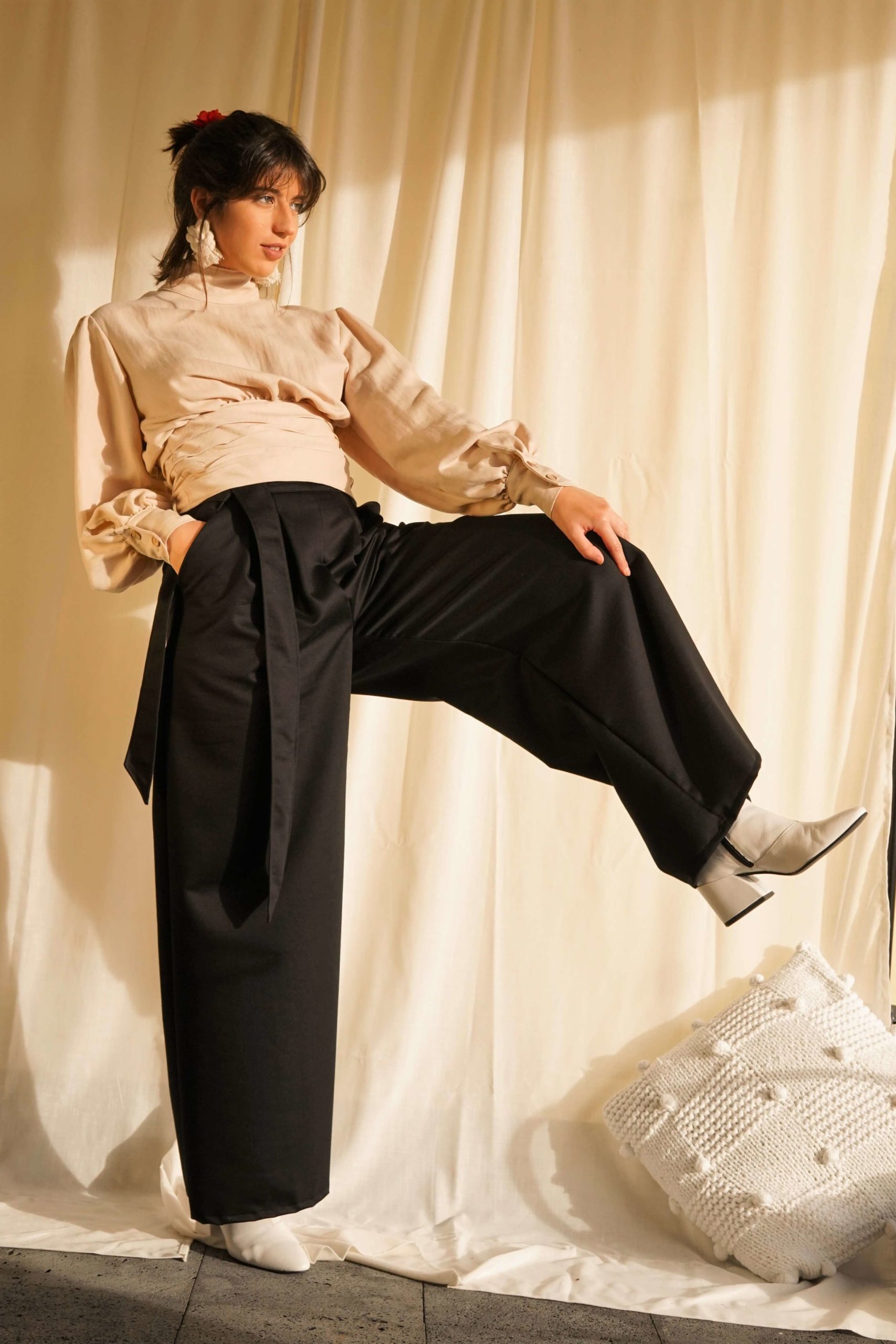 Wide-Leg Silk Pants — The Carole